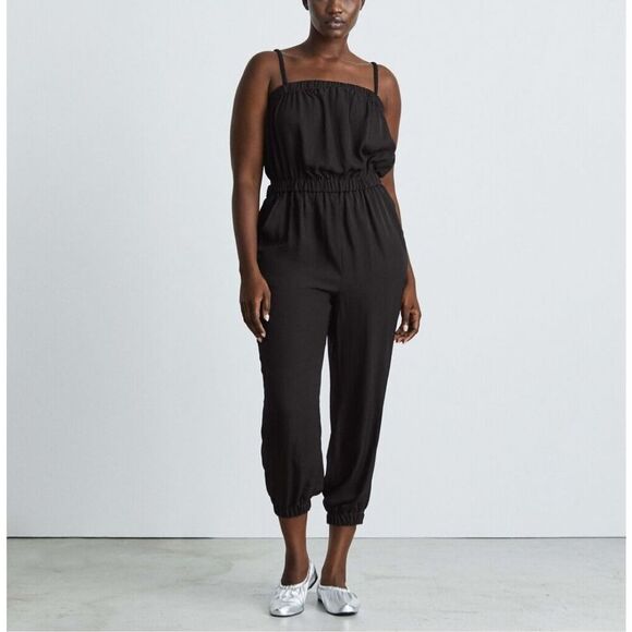 Everlane Black Elastic Sleeveless Cropped Romper The Party of One Jumpsuit XS - Picture 1 of 9